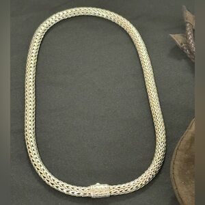 John Hardy Sterling Silver 925 Woven Wheat Classic 16” Chain Necklace 6.5mm